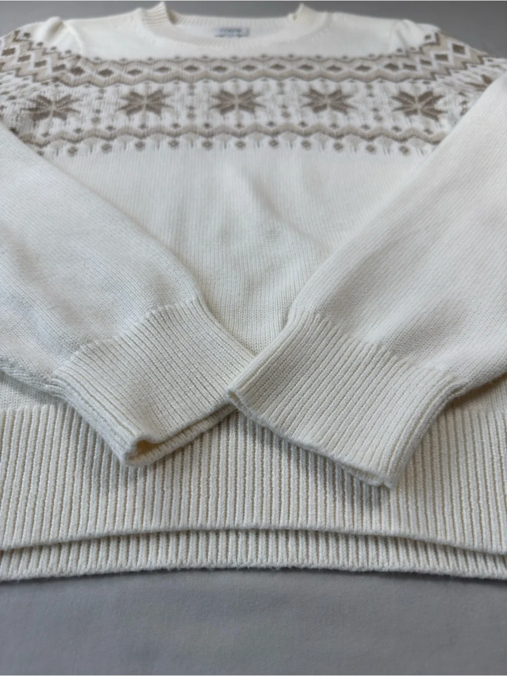 J.Crew Fair Isle Nordic Snowflake Sweater Ivory Cream Size Medium